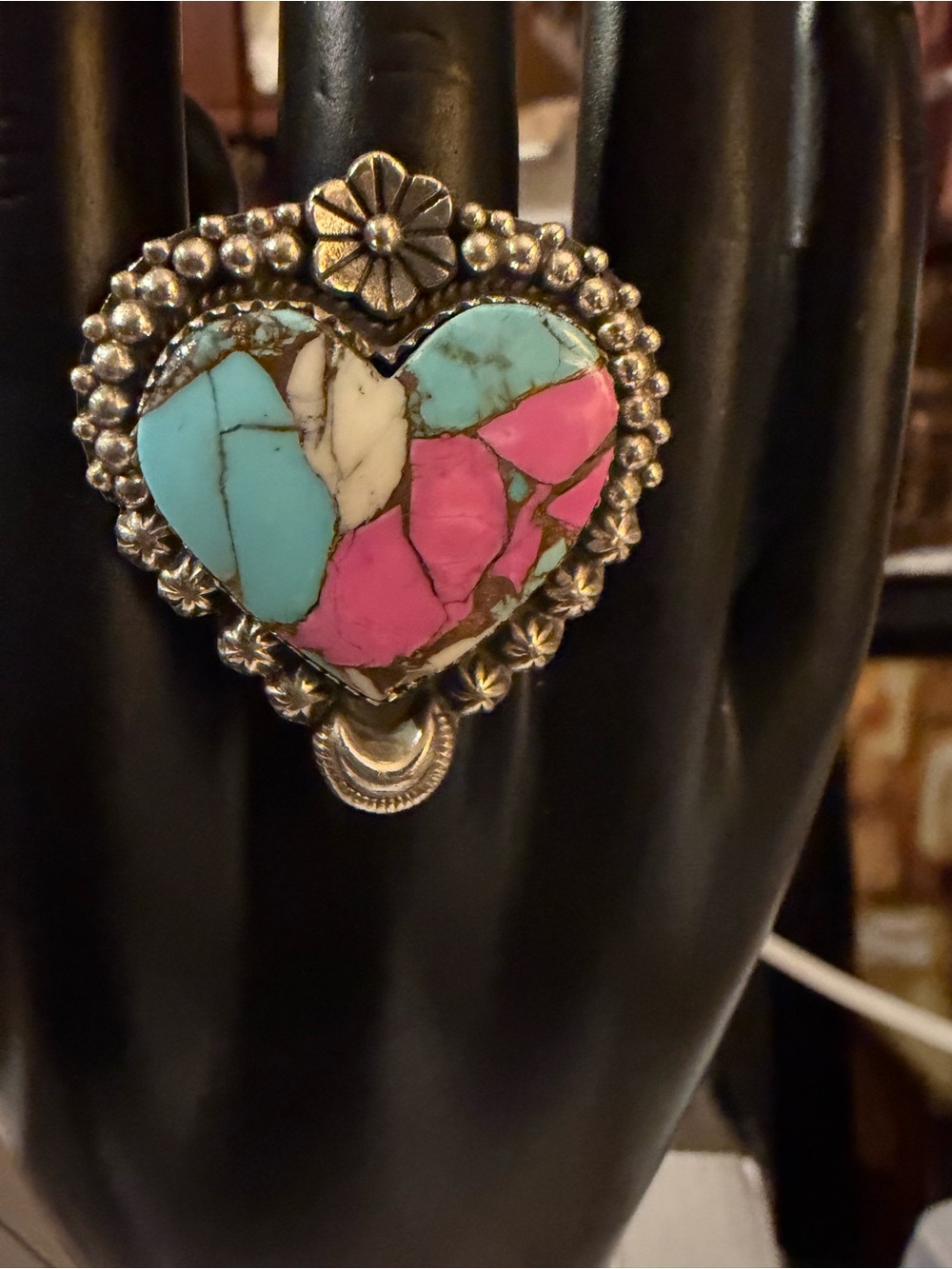 Sterling Silver 925 Southwestern Cotton Candy Ring Size 8